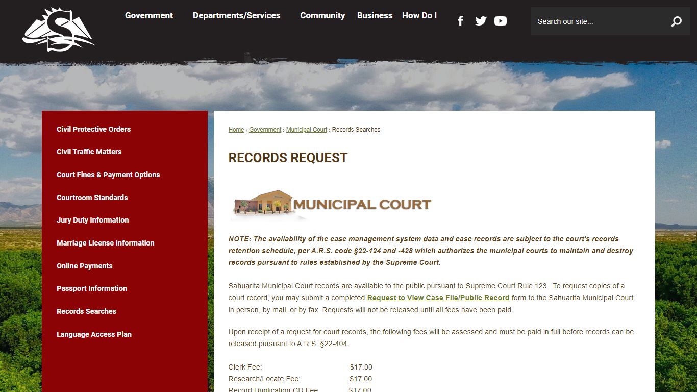 Records Request | Sahuarita, AZ - Official Website